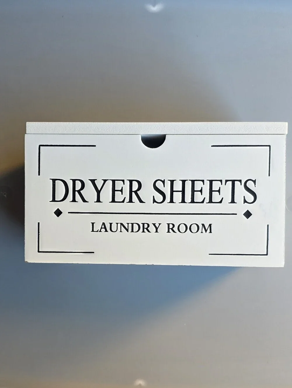 White Dryer Sheets Storage Box - Laundry Room Organizer